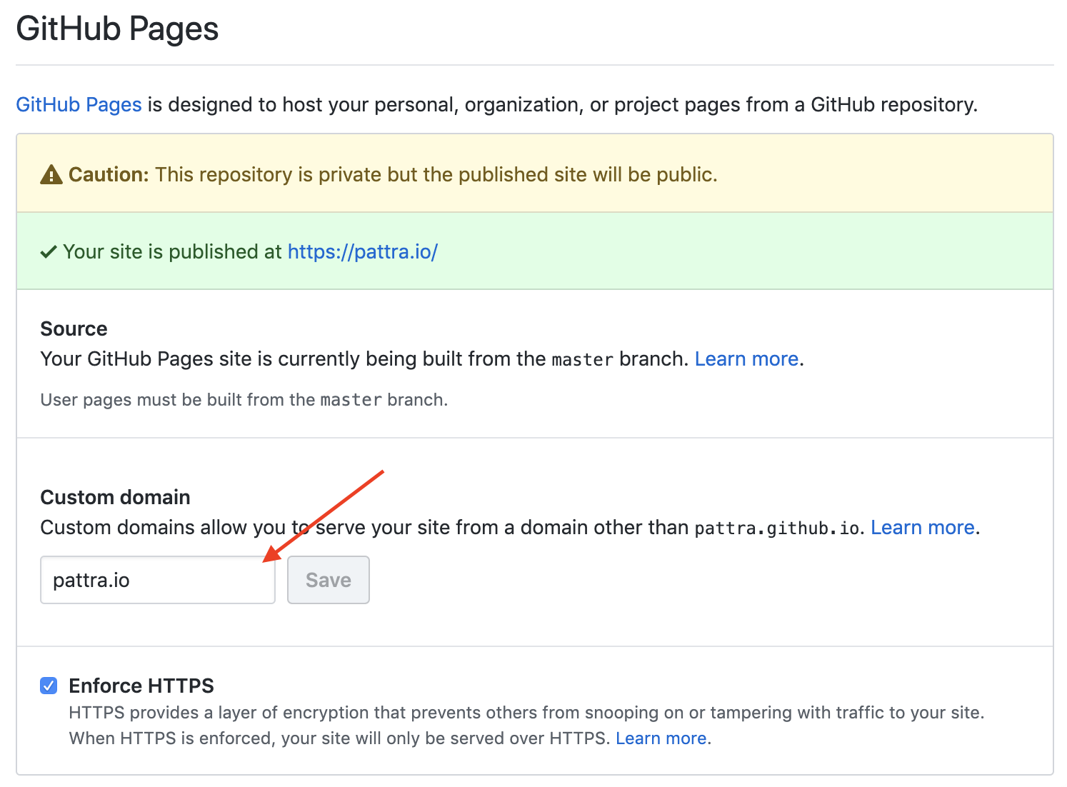 Github Pages settings